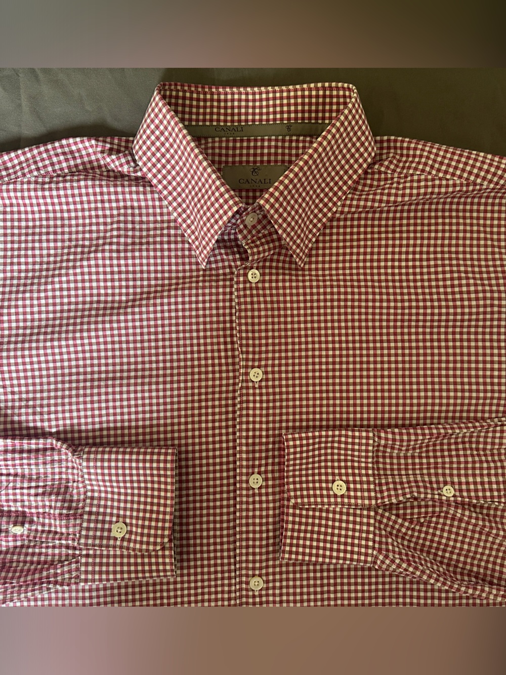 Canali Gingham Multicolor Red White Check Pattern Men’s Dress Shirt Size XXL